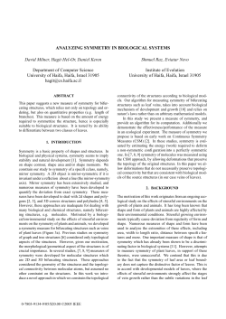 ANALYZING SYMMETRY IN BIOLOGICAL SYSTEMS David Milner