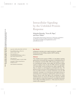Intracellular Signaling by the Unfolded Protein Response
