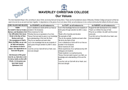 WCC `Our Values` - Waverley Christian College