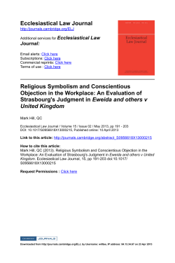 Ecclesiastical Law Journal Religious Symbolism and Conscientious