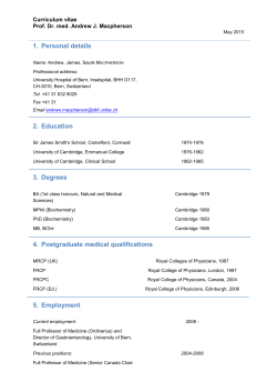 Andrew J. Macpherson - Curriculum vitae