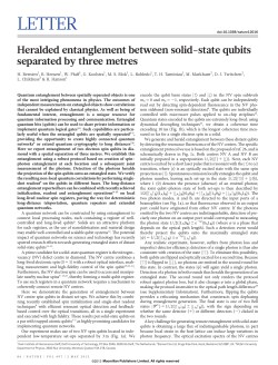 Heralded entanglement between solid-state qubits