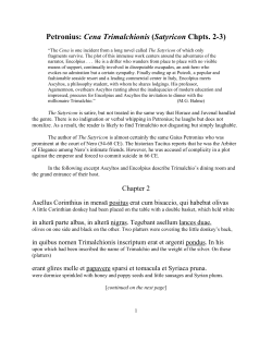 Petronius: Cena Trimalchionis (Satyricon Chpts. 2-3)