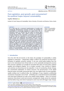 Post-capitalism, post-growth, post-consumerism? Eco