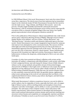 An Interview with William Gibson Conducted by Larry McCaffery In