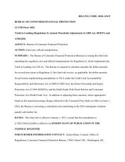 (Regulation Z) Annual Threshold Adjustments