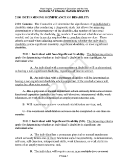 Changes to Section 2100, Determining Significance of Disability