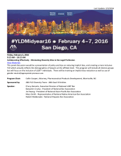 Last Update: 2/3/2016 Friday, February 5, 2016 9:15 AM &ndash; 10:15 AM