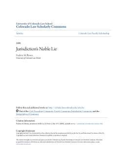 Jurisdiction`s Noble Lie - Colorado Law Scholarly Commons