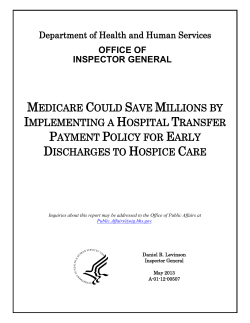 medicare could save millions by implementing a hospital transfer