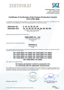 Certificate of Conformity of the Factory Production Control