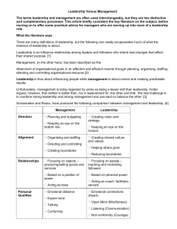 Leadership versus Management