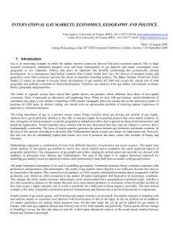 international gas markets: economics, geography and politics