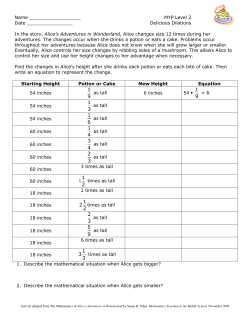 Delicious Dilations In the story, Alice`s Adventures in Wonderland