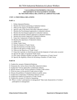 BA7034-Industrial Relations and Labour Welfare