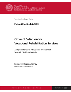 Order of Selection for Vocational Rehabilitation