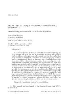 Humiliation and justice for children living in poverty = Humillaci&oacute;n y