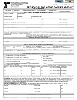 Application For Motor Carrier Account in Oregon