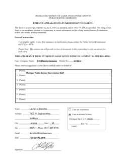 MICHIGAN DEPARTMENT OF LABOR AND ECONOMIC GROWTH