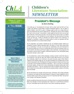 NEWSLETTER - Children`s Literature Association