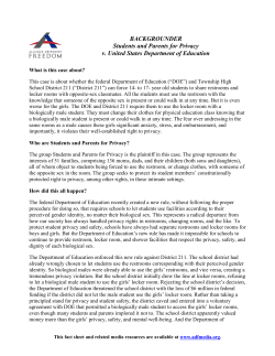 BACKGROUNDER Students and Parents for Privacy v. United