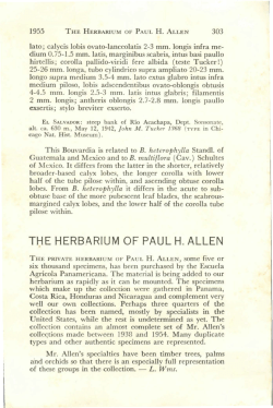 THE HERBARIUM OF PAUL H. ALLEN