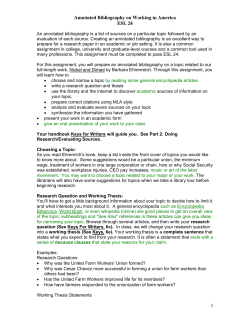 Assignment: Annotated Bibliography on Working in America