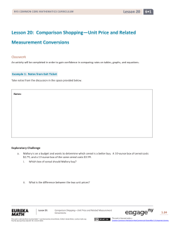 Lesson 20: Comparison Shopping&mdash;Unit Price and Related
