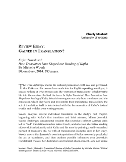 REVIEW ESSAY: GAINED IN TRANSLATION? Kafka Translated