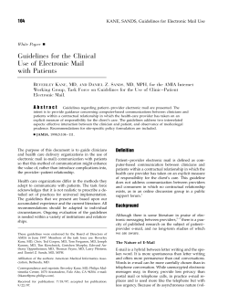Guidelines for the Clinical Use of Electronic Mail with Patients