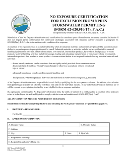 No Exposure Certification for Exclusion from NPDES Stormwater