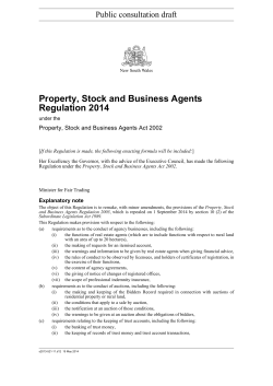 Property, Stock and Business Agents Regulation