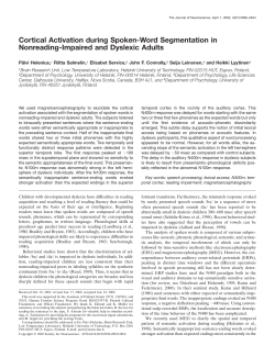 Cortical Activation during Spoken