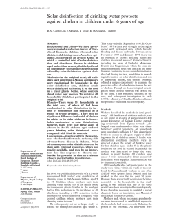 Solar disinfection of drinking water protects against