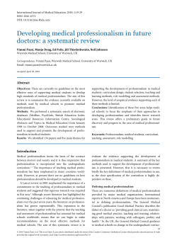 Developing medical professionalism in future doctors