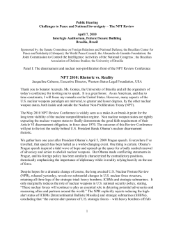 NPT 2010: Rhetoric vs. Reality - Western States Legal Foundation