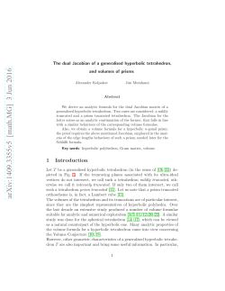 The dual Jacobian of a generalised tetrahedron, and volumes of