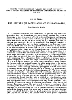 LEXICOSTATISTIC DATING AND SLAVONIC LANGUAGES 0.1 A