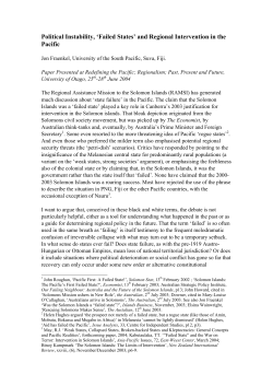 Political Instability, `Failed States` and Regional Intervention in the