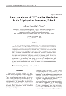 Bioaccumulation of DDT and Its Metabolites in the Międzyodrze