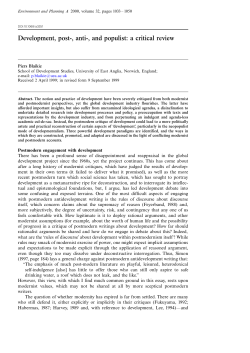 Development, post-, anti-, and populist: a critical review