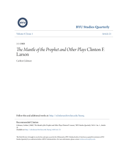 The Mantle of the Prophet and Other Plays Clinton F. Larson