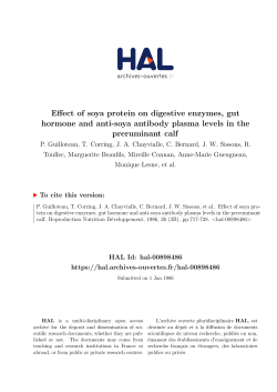 Effect of soya protein on digestive enzymes, gut hormone and