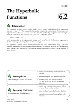 The Hyperbolic Functions