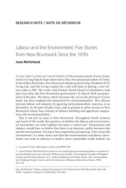 Labour and the Environment: Five Stories from New Brunswick