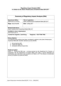 AIIB Regulatory Impact Analysis