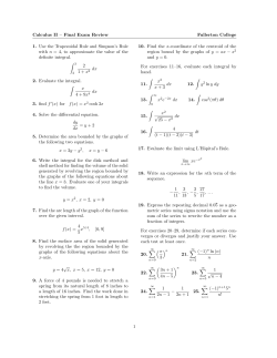 Calculus II – Final Exam Review Fullerton College 1. Use the