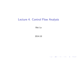 Lecture 4. Control Flow Analysis