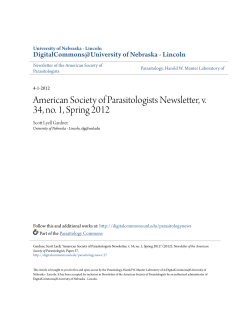 American Society of Parasitologists Newsletter, v. 34, no. 1, Spring