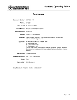 Subpoenas, December 2006 - NSW Ambulance